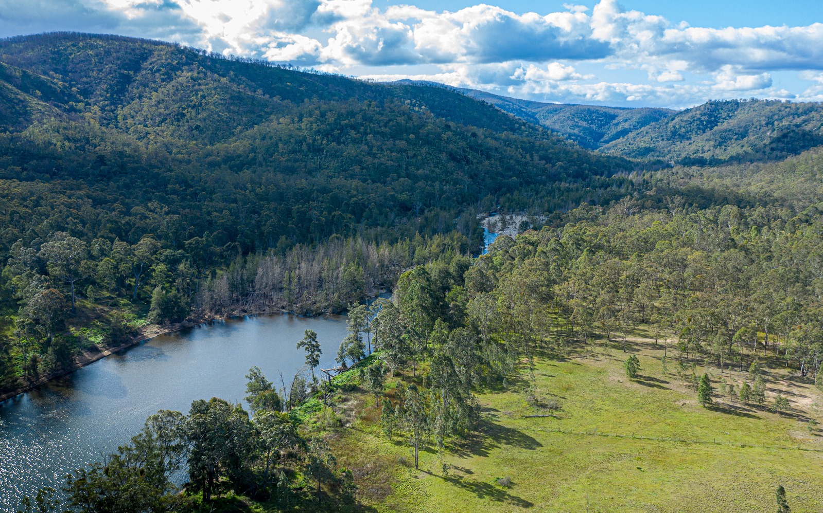 Aerial valley landscape